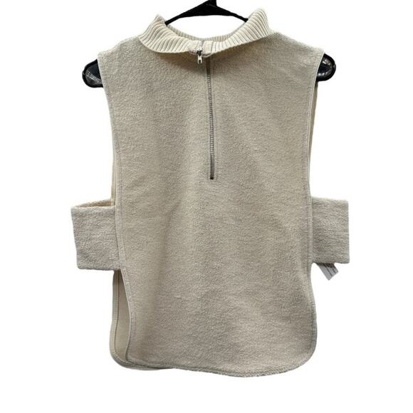 Zara Off White Cream Sleeveless Half‎ Zip Open Side Jacket Top Size M/L - Picture 3 of 8